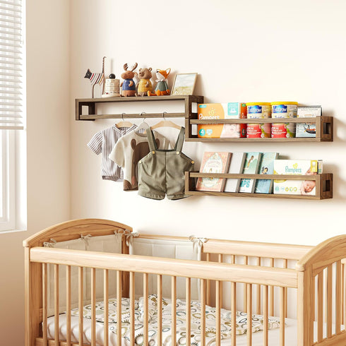24 Inch TidyCorner Upgraded Thick Floating Shelves - Multi-Use Wall-Mounted Bookshelves for Kids and Nursery, Ideal
