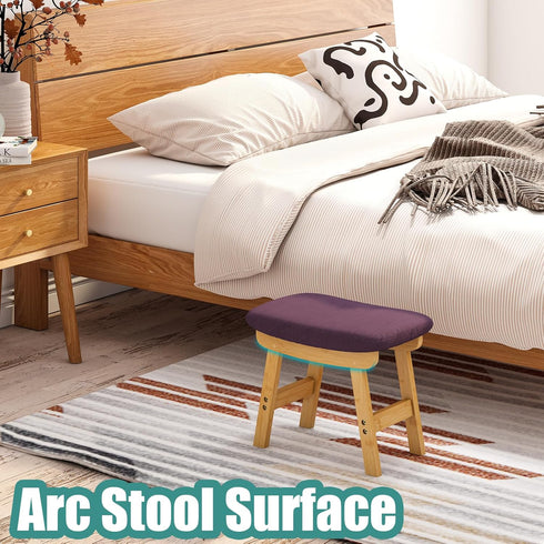 viewcare Pruple Foot Stools Ottoman, Purple Small Soft Footrest Ottoman with Wood Legs, Sofa Footrest Extra Seating