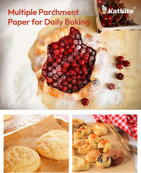 Katbite 16x24 Inch Parchment Paper Sheets, 100Pcs Non-Stick Precut Baking Parchment for Cooking, Grilling, Frying
