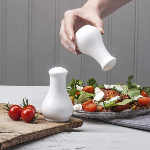 WM Bartleet & Sons 1750 Traditional Porcelain Salt & Pepper Pot Shaker Cruet Set, 13cm – White