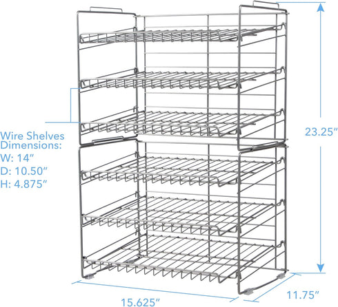 Atlantic Gravity-Fed Compact Double Canrack, Kitchen Organizer, Durable Steel, Silver