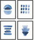 HAUS AND HUES Abstract Blue Wall Art Prints Set of 4, Watercolor Prints Navy Blue Wall Decor, UNFRAMED