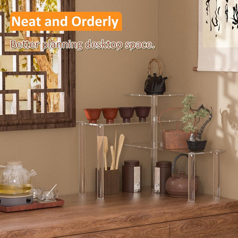 Countertop 11.8x11.8x12.4 Inch, 3 Countertop, Sezanrpt Clear Corner Organizer Shelf Tier Acrylic Bathroom Organizer