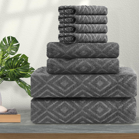 Ferdilan 8 Pack Bath Towels Set Grey,2 Oversized Bath Towels(35"x70"), 2 Hand