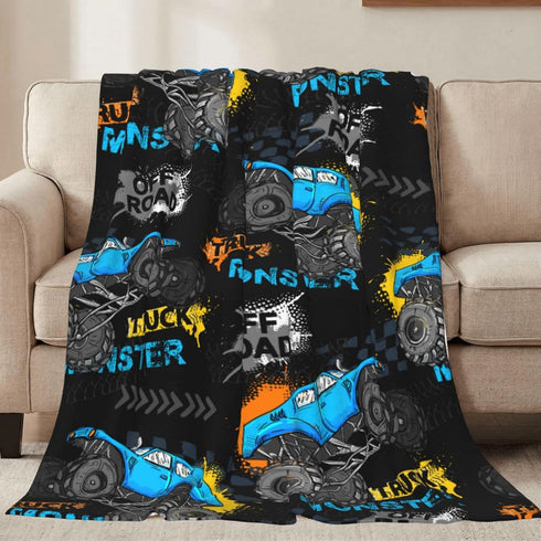 Jbofyee Monster Trucks Cars Throw Blankets All Season Ultra Soft Warm Gift for