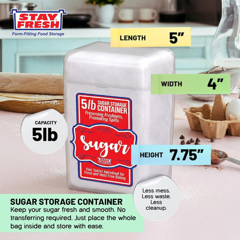 Stay Fresh Sugar Storage Container Kitchen Discovery Snap Close Sugar Canister Keeps Granules Fresh, Pourable