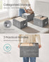 SONGMICS Storage Baskets, Set of 3 Fabric Storage Bins, Foldable Closet Organizer for Bedroom, Living Room, Cattail Gray