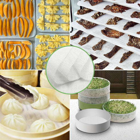 8 Pieces Premium Non Stick Silicone Dehydrator Sheets, Reusable Food Dryer Mats 12.6 * 12.6inch
