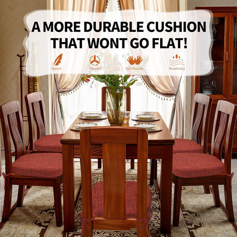2.5" 16.5" 16", 4 SINOSSO Thickened Dining Chair Cushions, Soft Blended High Density Support Foam Kitchen Seat Cushions