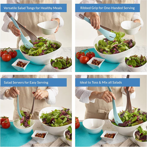 Salad Tongs for Serving - Space Saving Salad Tools, Plastic Salad Hands, Nesting Salad Servers