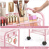 4 3 TOOLF Tier Rolling Utility Cart - Durable Metal Design Pink Utility Cart, Storage Trolley on Wheels with Hooks