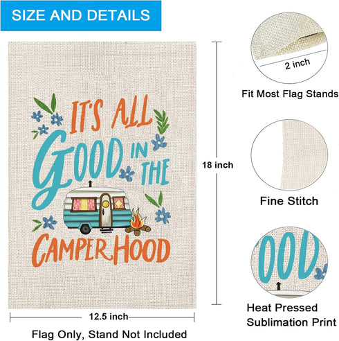 ZJXHPO Camper Decor - Travel Trailers Outside Decor, It’s All Good In The Camper Hood Flag for Campsite RV Sign