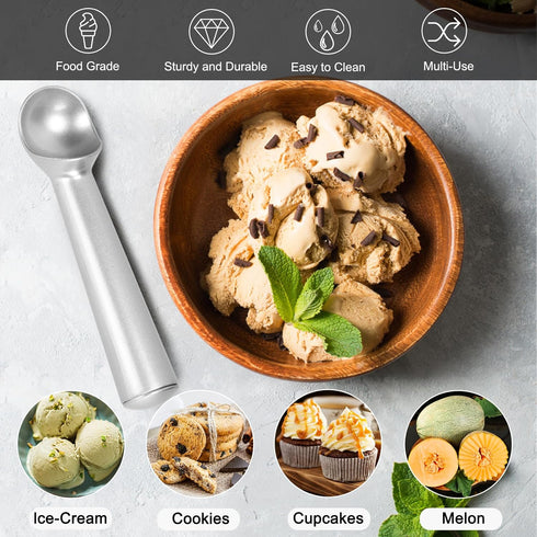 7 inch CUNSENR Ice Cream Scoop - One-Piece Nonstick Aluminum Ice Cream Scooper - Professional Metal Ice Cream Spoon
