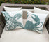 Embroidered Nautical Decor Pillow Cover, Square 18 Inches Decorative Canvas for Nautical Style Deco