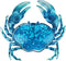John's Studio Crab Wall Decor Outdoor Metal Bathroom Hanging Art Glass Blue