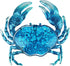 John's Studio Crab Wall Decor Outdoor Metal Bathroom Hanging Art Glass Blue