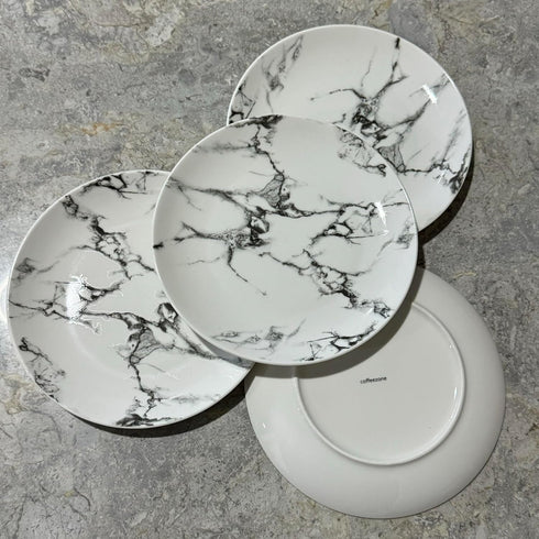 Marble Design Porcelain Dinner Accent Plates, Set of 4, 8 Inches