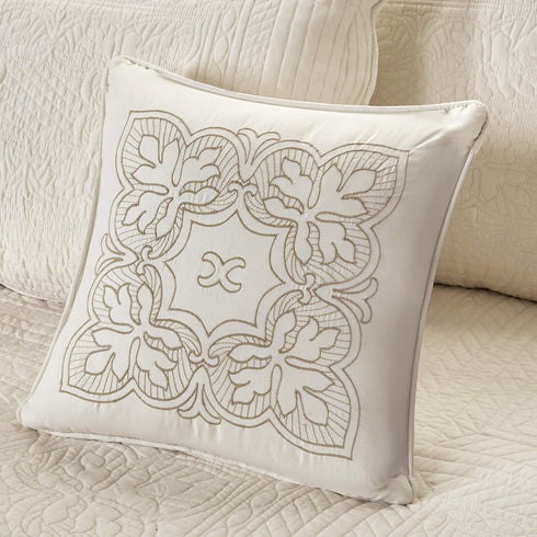 Madison Park 6-Piece Daybed Cover Set, Damask Quilted Coastal Bedding, Pre-washed Cotton-Filled, Tuscany, Cream, 39"x75"