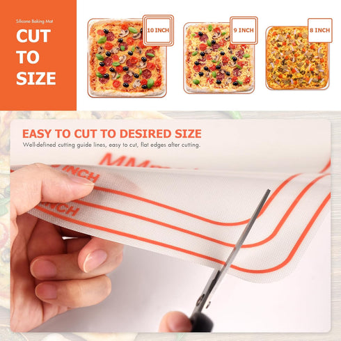 Silicone Baking Mat, Set of 2 Square Non-Stick Cuttable Baking Mats 8/9/10 inches - Best German Silicone by MMMAT