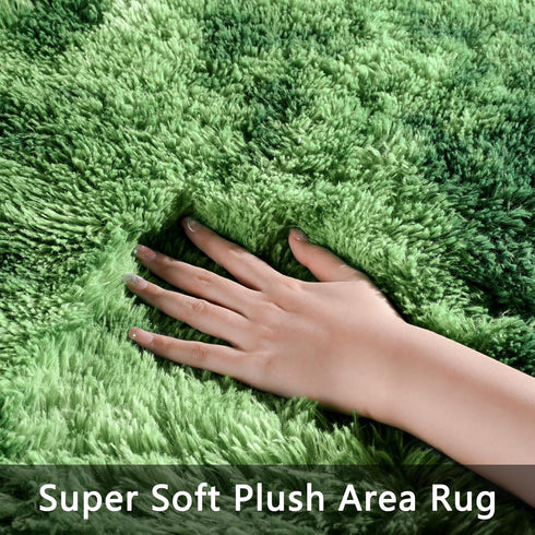 Fluffy Shag Area Rug, 3x5 Tie-Dyed Plush Fuzzy Rugs for Living Room, Non-Slip Washable Indoor Carpet