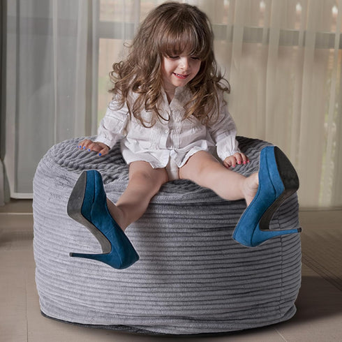 20"x 15" Dual-Size Corduroy Footrest with Hidden Zipper Ergonomic Memory Foam Ottoman Poufs for Office Desks, Couches
