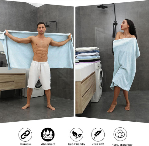 8-Piece Set, 2 2 4 Set Pack 8(Blue) Bath Towel Extra Large Bath Towel Sheets, Hand Towels and Washcloths - Highly