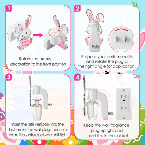 Wall Fragrance Plug in with Night Light, Compatible with Bath & Body Works WallFlower, Pink Easter Bunny