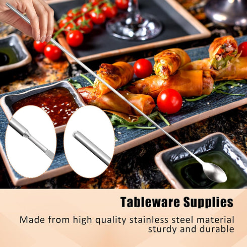 Retractable Telescopic Spoon 20~63cm/8~24.8inch - Stainless Steel Extending Spoon for Barbecue Camping Tableware