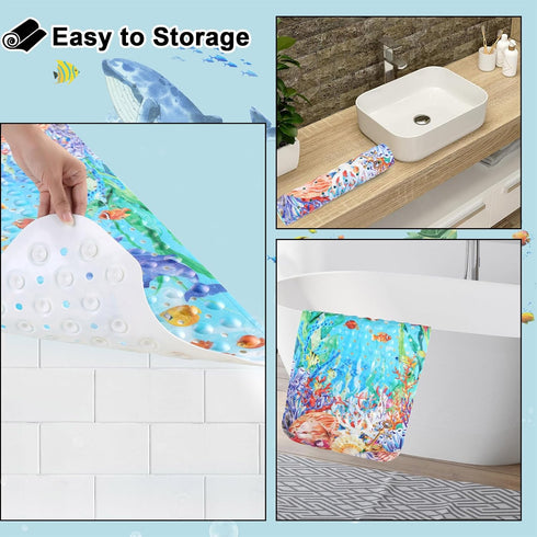 40 16 Inch Topotdor Baby Bathtub Mat Non Slip for Kids, X Cute Cartoon Bath Tub Shower Mat Anti Slip with Suction Cups