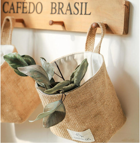 Small Cotton and Linen Hanging Storage Basket, Ideal for Organizing Keys and Miscellaneous Items on Desktop