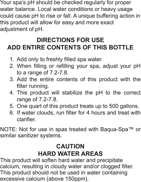 1-Quart Pool Mate Premium pH Balancer for Hot Tubs, Stabilizes pH to the Correct Range, Made in USA