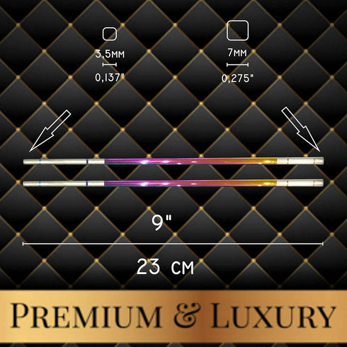 Reusable Chopsticks, Extra Long 9", 5 Pairs per Pack, Food-Safe Stainless Steel, Holographic Design