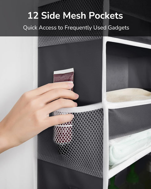 ULG Over The Door Organizer with 6 Large Pockets, 12 Side Pockets, 50lbs Capacity for Bedroom, Bathroom, Pantry