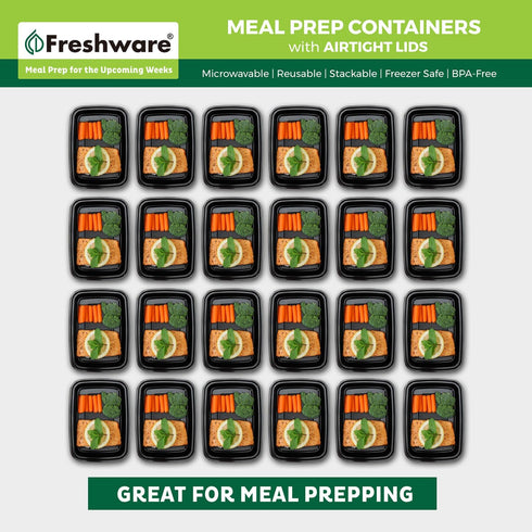 Freshware Meal Prep Containers, 50 Pack 1 Compartment with Lids, BPA Free Food Storage Bento Box