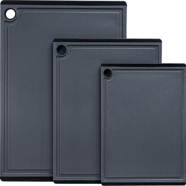Plastic Cutting Boards for Kitchen, 3-Piece Large Set, Dishwasher Safe with Non-Slip Feet and Juice Grooves