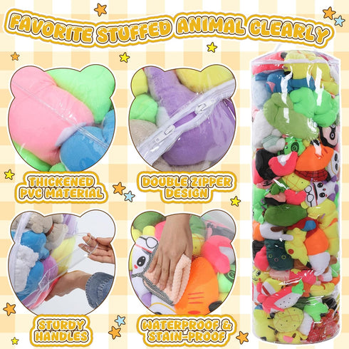 Box(47.2x13.8x13.8in) BALAPET Clear Stuffed Animal Bean Bag Cover for Kids,Waterproof PVC Storage Soft Stuff Animal