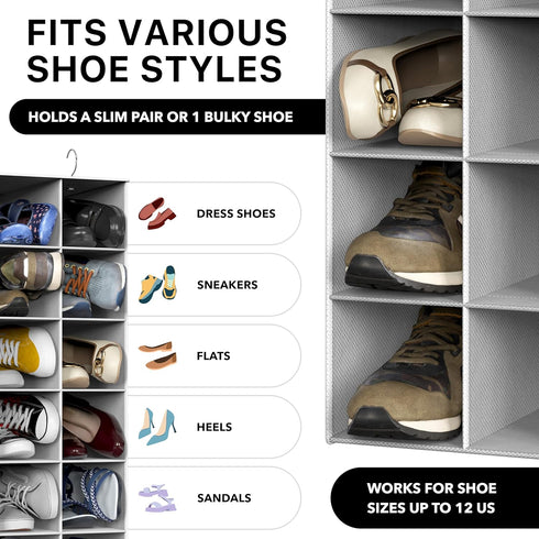 20 Closet, Simple Houseware Section Shelves Hanging Shoes Organizer Holder for Gray