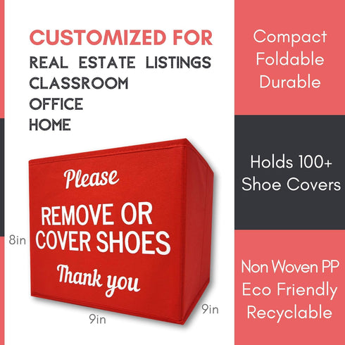 Shoe Cover Box | Disposable Bootie Holder for Realtor Listings, Please Remove Your Shoes Sign, Real Estate Supplies