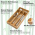 Bamboo Silverware Organizer, Kitchen Drawer Utensil Holder, Natural 4 Slots Flatware Organizer Tray