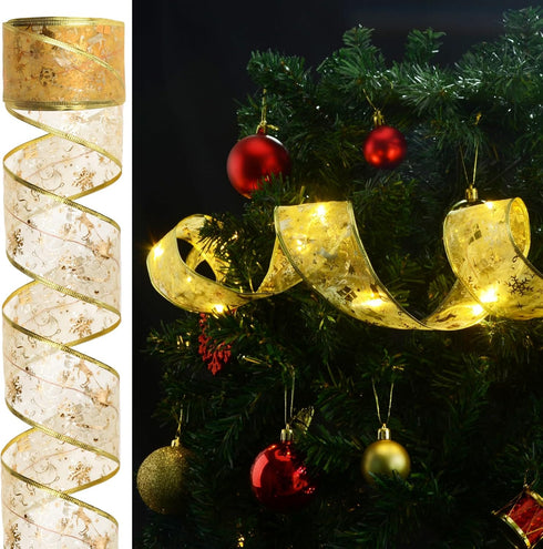 Vimorg 2.5Inch 33Ft 100 8 Christmas Decorations, x Led Christmas Tree Ribbon Lights with Remote Control, Battery
