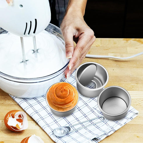 HOMSFOU 2 Inch Cake Pan Set of 4 Aluminum Alloy Round Cake Baking Pans Small Cake Pans for Cupcake Brownies Souffle Pie Muffins Cheesecake by HOMSFOU