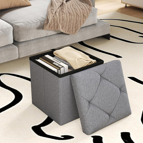ZEUKMXOO Storage,35 Inches Grey15Wx15Dx15H Storage Ottoman Footrest Stool Small Ottoman with Foldable Ottomans Foot