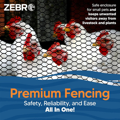 ZEBRO 3' 25' Plastic Chicken Wire Fence Lightweight Poultry Netting & Garden Fence for Chicken Coops, Pet Enclosures