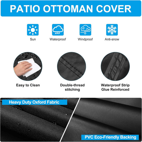 28.3 28.3 16.9 inch Patio Ottoman Cover Waterproof, x x Rectangular Outdoor Side Table Cover, Durable Outdoor Furniture