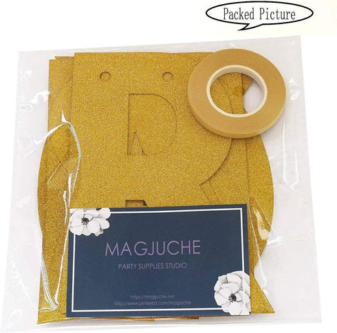 Gold Happy 100th Birthday Banner, Glitter Decorations for 100 Years Old Woman or Man Party Supplies