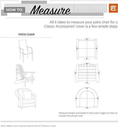 26 Inch Classic Accessories Terrazzo Water-Resistant High Back Patio Chair Cover, Outdoor Chair Covers