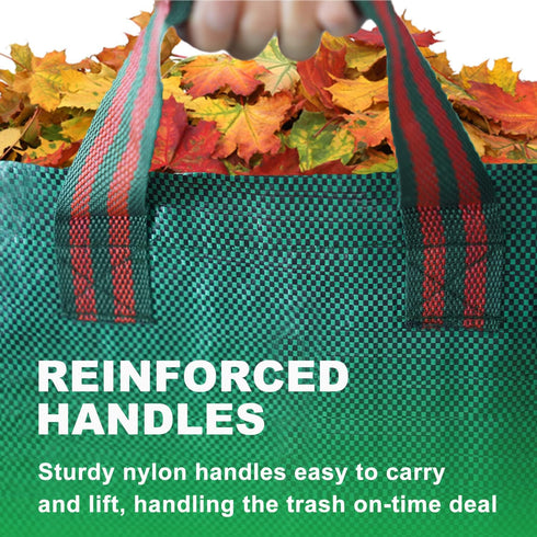 3 Packs 72 Hugeleaf Gallon Reusable Yard Waste Bags, Collapsible Leaf Bags with Reinforced Handles, Extra Large Heavy