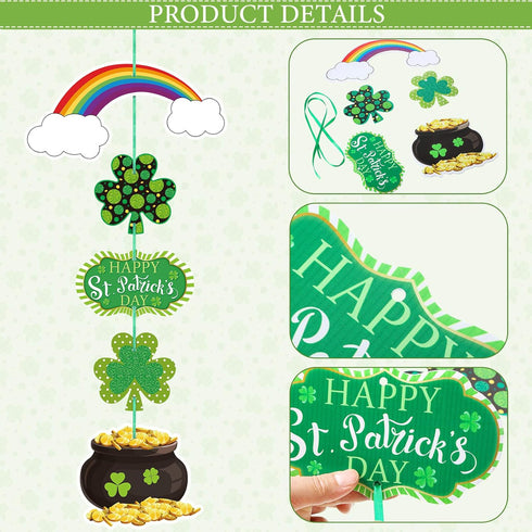 St. Patrick's Day Door Sign, Themed Hanging Welcome Sign with Shamrock for Saint Patricks Day Decor