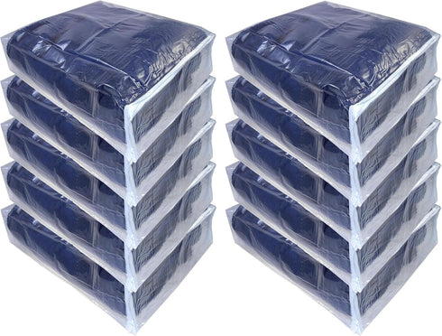 Set of 10 Clear Vinyl Zippered Blanket Storage Bags - 15x18x5 Inch
