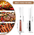 2 Pieces Meat Fork Stainless Steel Carving Fork with Wood Handle, BBQ Grill Steak Tool for Kitchen Cooking Grilling